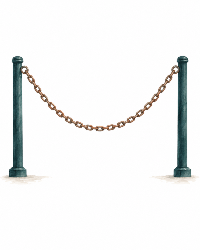 Figura 10.9 Uma corrente homogênea suspensa pelas extremidades assume, em equilíbrio, a forma de uma catenária.